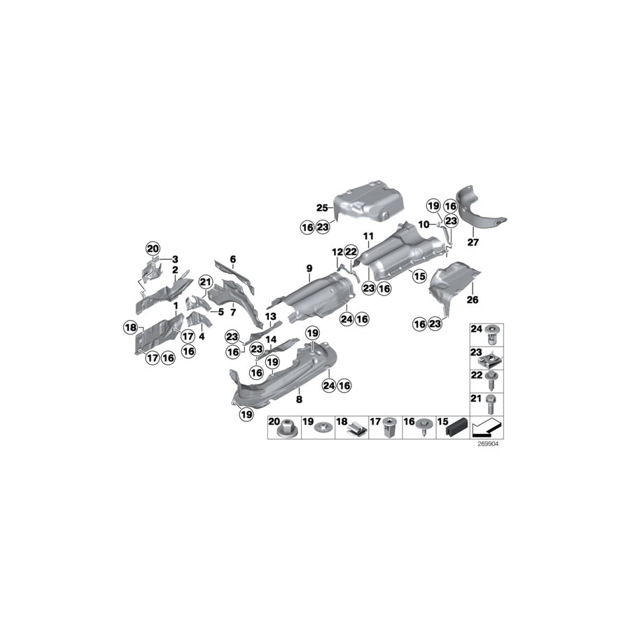 Genuine BMW 51487270534 F12 F06 F13 Heat Shield, Engine Mount, Right (Inc. 640iX, 640i & 740Li) | ML Performance US