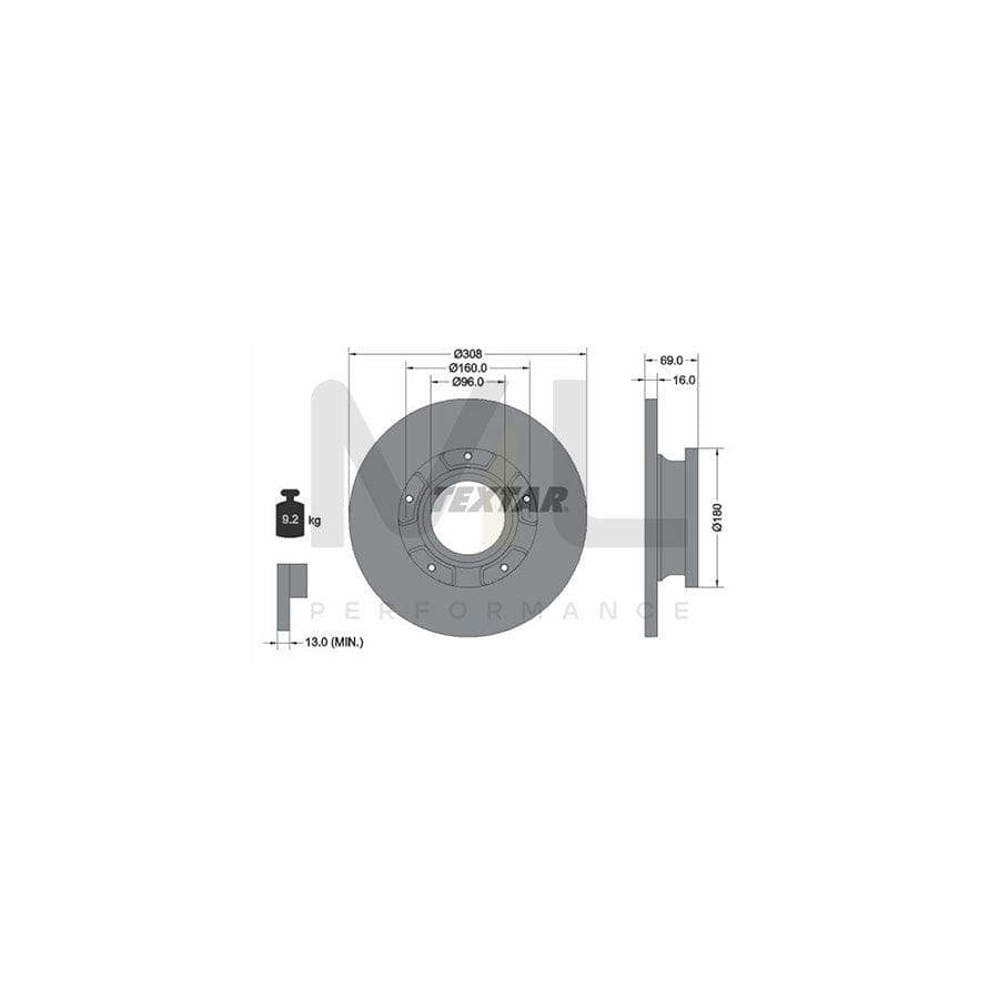 TEXTAR 92292603 Brake Disc Solid, Coated, with ABS sensor ring, without wheel hub, without wheel studs | ML Performance Car Parts