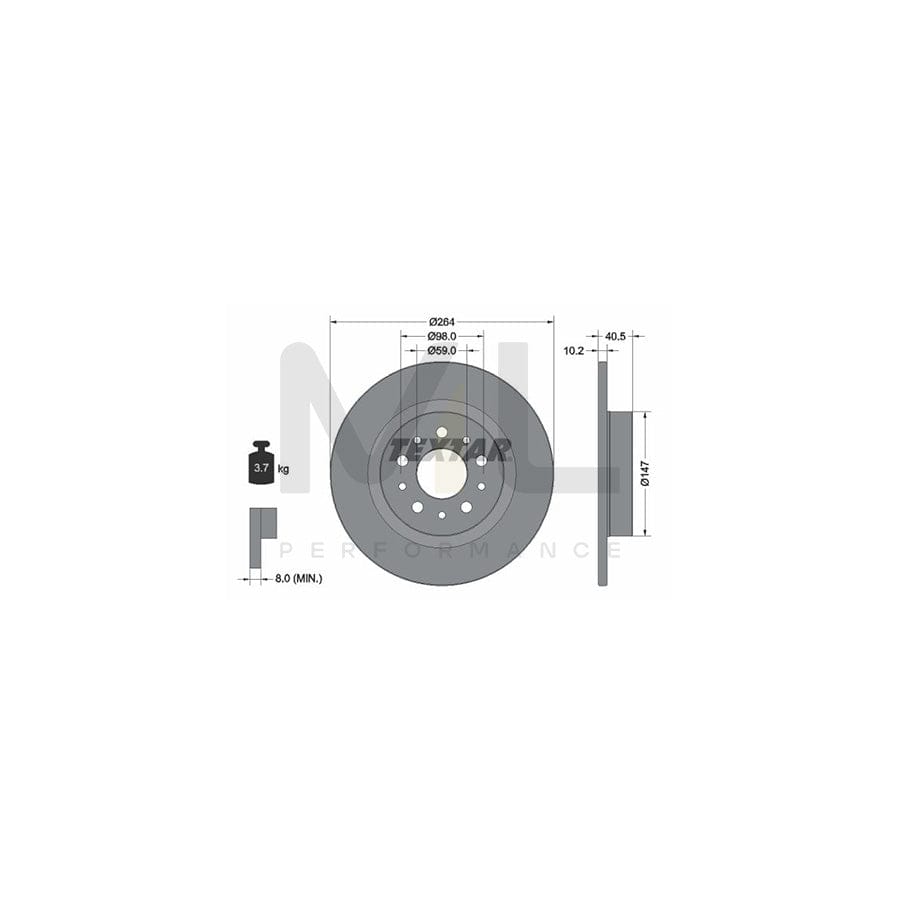 TEXTAR PRO 92271703 Brake Disc Solid, Coated, without wheel hub, without wheel studs | ML Performance Car Parts