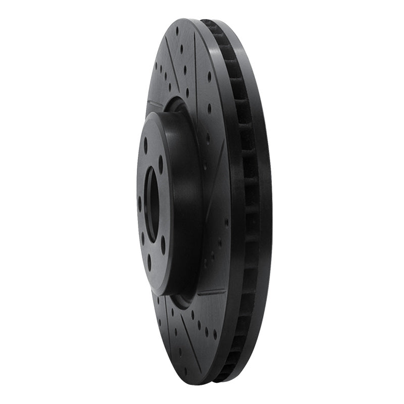 R1 Concepts R1 2011-2017 Audi A4 (USA/Canada) Front Right Drilled & Slotted Black Brake Rotor