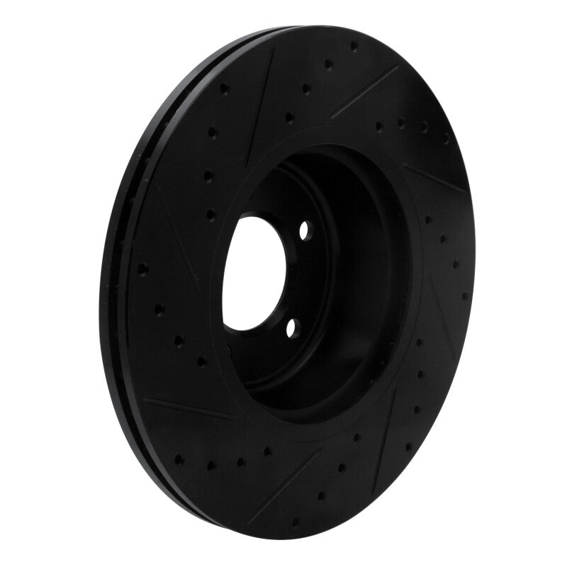 R1 Concepts R1 06-13 BMW 135IS Front Right Drilled & Slotted Black Brake Rotor