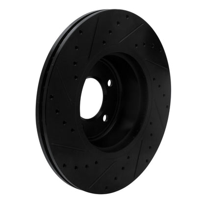 R1 Concepts R1 06-13 BMW 135IS Front Right Drilled & Slotted Black Brake Rotor