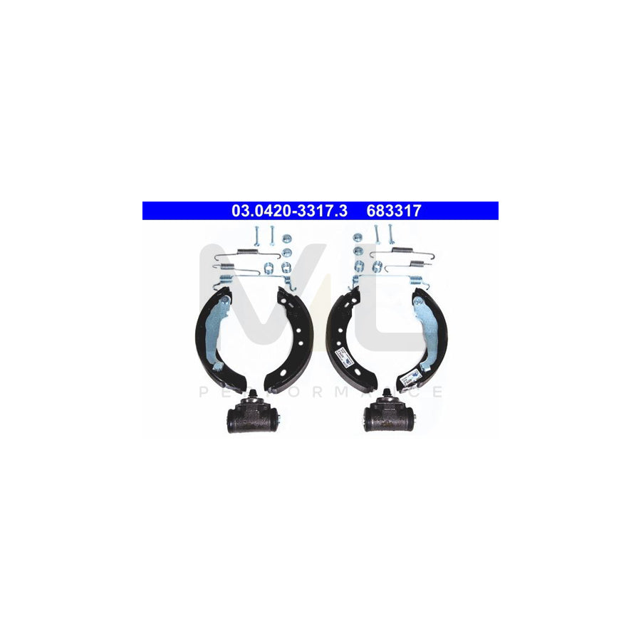 ATE Original Kit 03.0420-3317.3 Brake Shoe Set for NISSAN Micra II Hatchback (K11) with accessories, with wheel brake cylinder