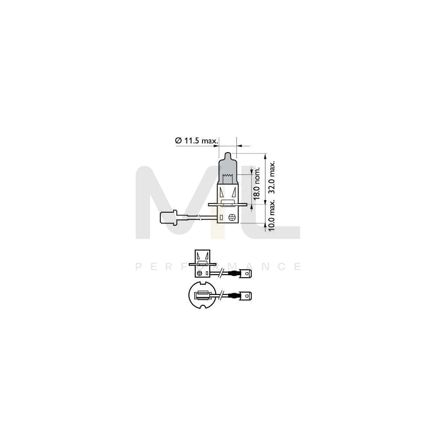 PHILIPS 12336WVUB1 Bulb, spotlight H3 12V 55W PK22s Halogen | ML Performance Car Parts