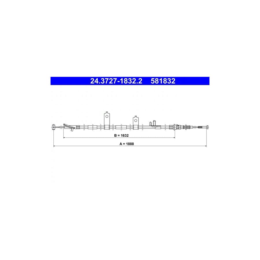 ATE 24.3727-1832.2 Hand Brake Cable for Mazda 3