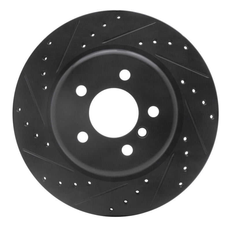 R1 Concepts R1 11-16 BMW 535I Rear Left Drilled & Slotted Black Brake Rotor