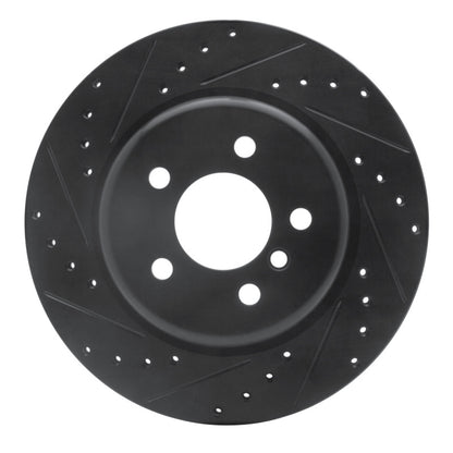 R1 Concepts R1 11-16 BMW 535I Rear Left Drilled & Slotted Black Brake Rotor