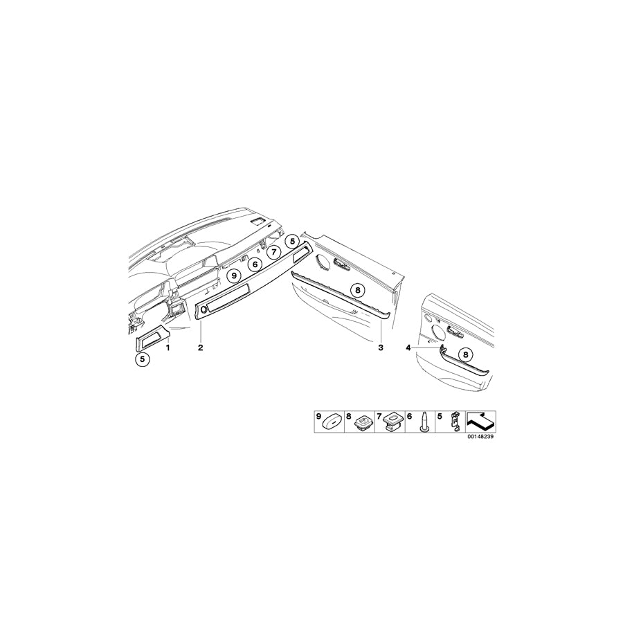 Genuine BMW 51428036685 E90 E90 Decorative Strip, Door Rear Left TITAN SHADOW (Inc.  & M3) | ML Performance US Car Parts