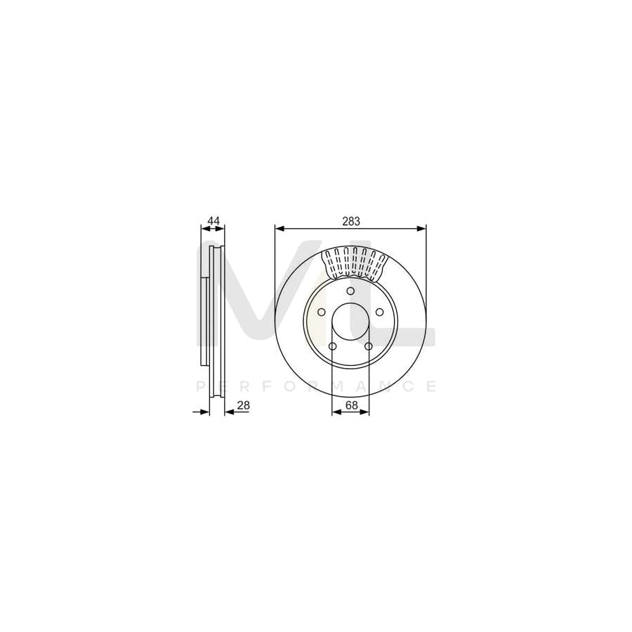BOSCH 0 986 479 091 Brake Disc Vented, Oiled | ML Performance Car Parts