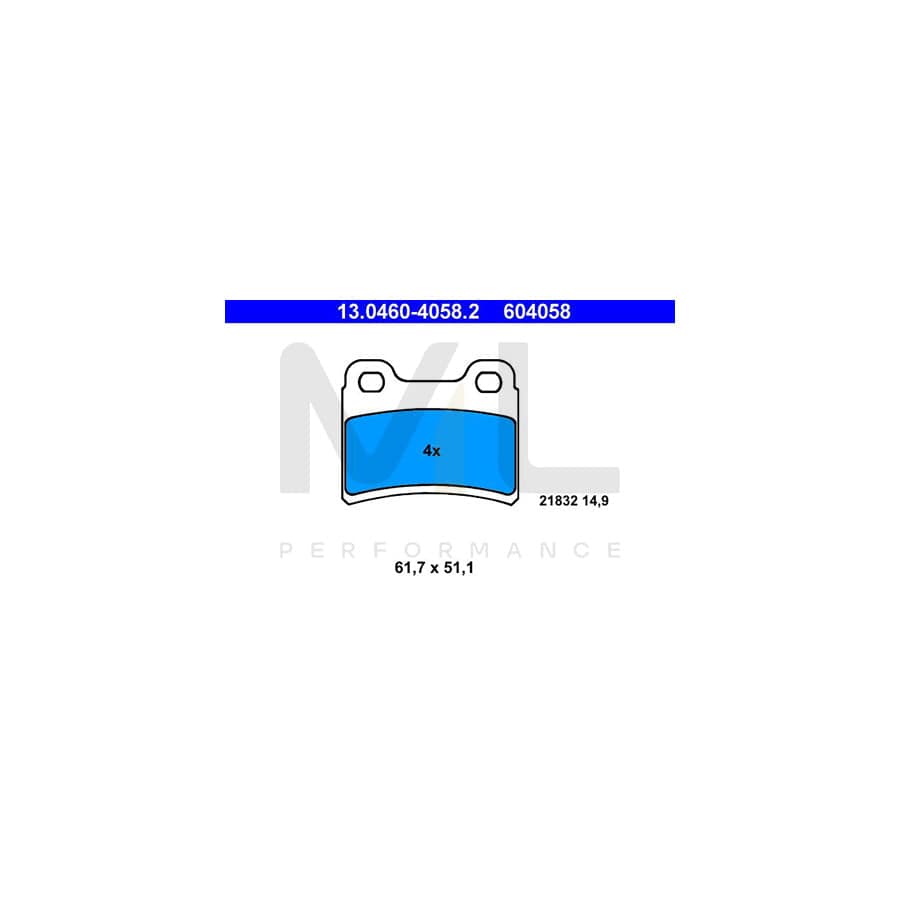 ATE 13.0460-4058.2 Brake pad set excl. wear warning contact, not prepared for wear indicator