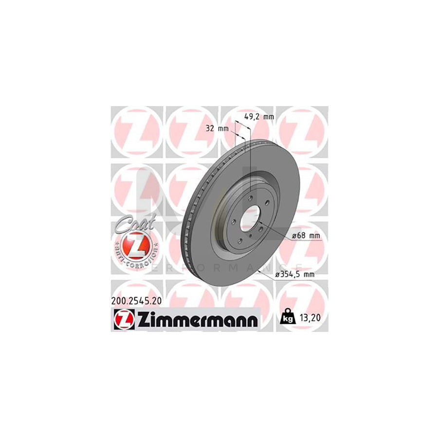 ZIMMERMANN 200.2545.20 Brake Disc Internally Vented, Coated  - 1 piece