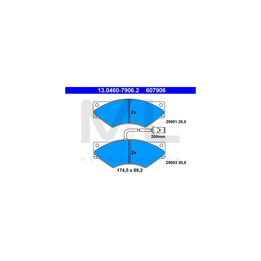 ATE 13.0460-7906.2 Brake pad set for IVECO Daily incl. wear warning contact