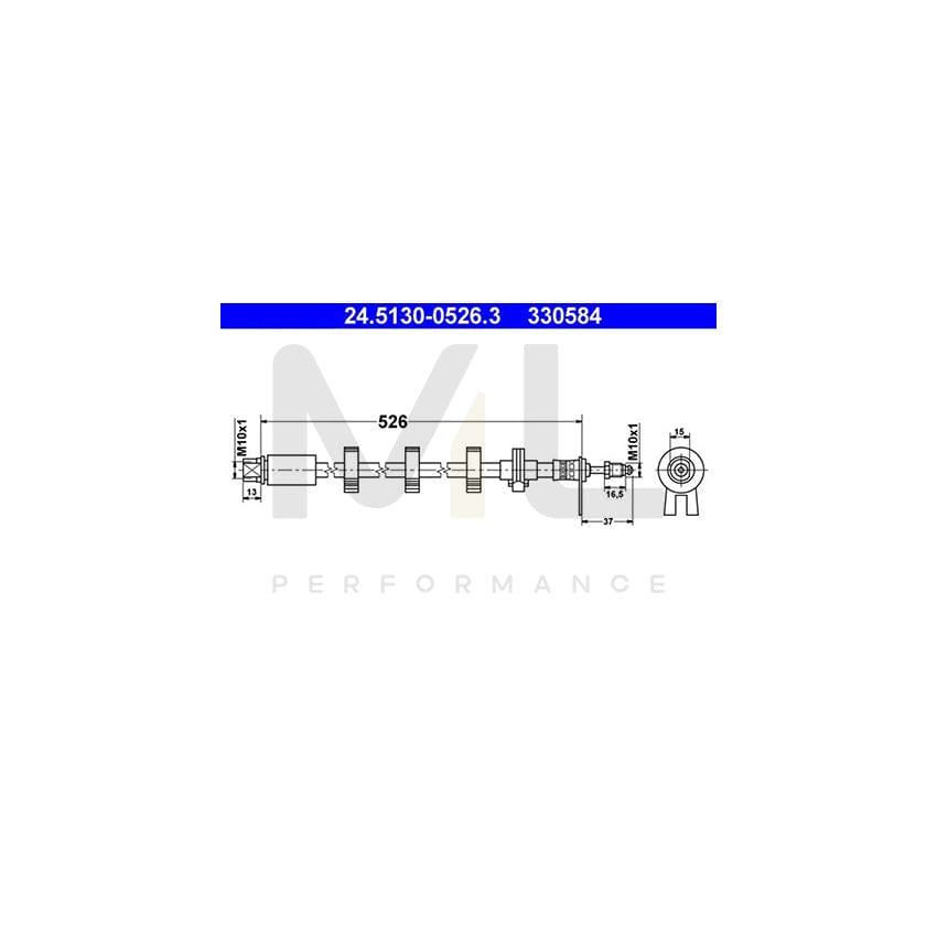 ATE 24.5130-0526.3 Brake Hose for PEUGEOT 406 526mm, M10x1