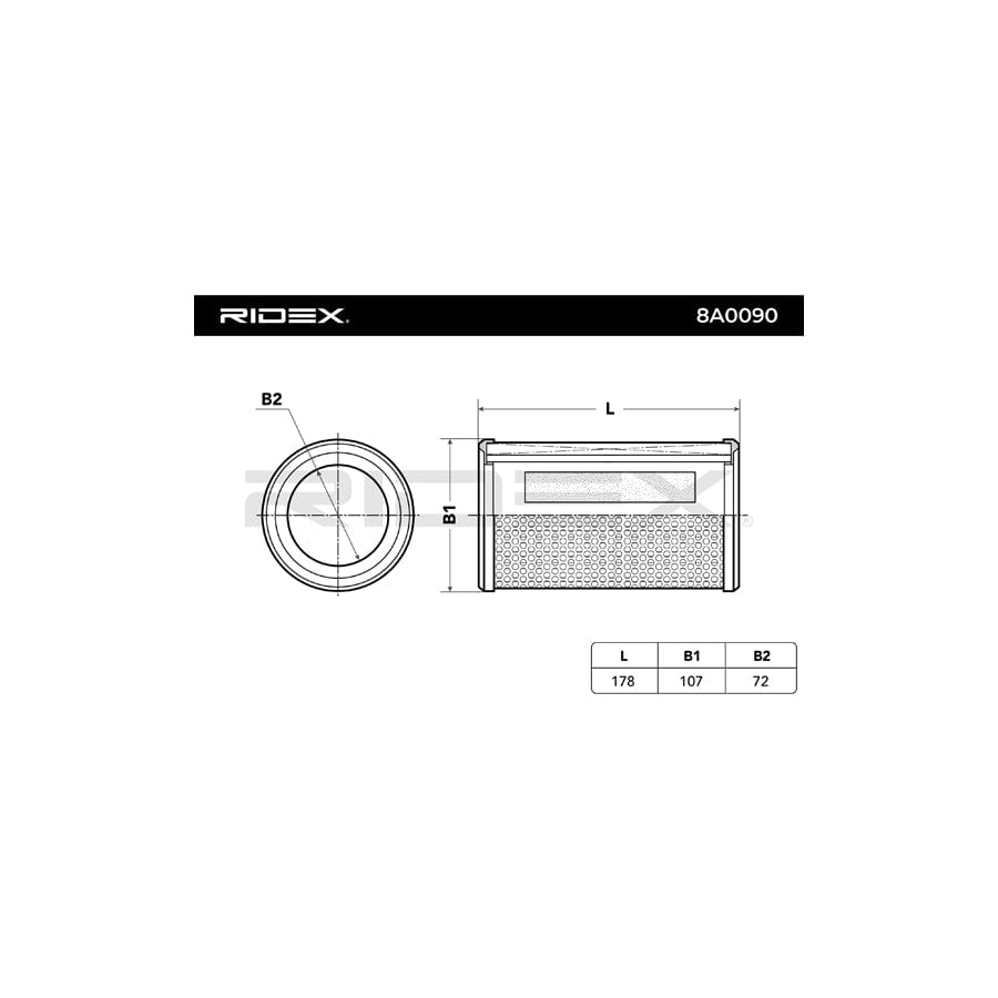 Ridex 8A0090 Air Filter