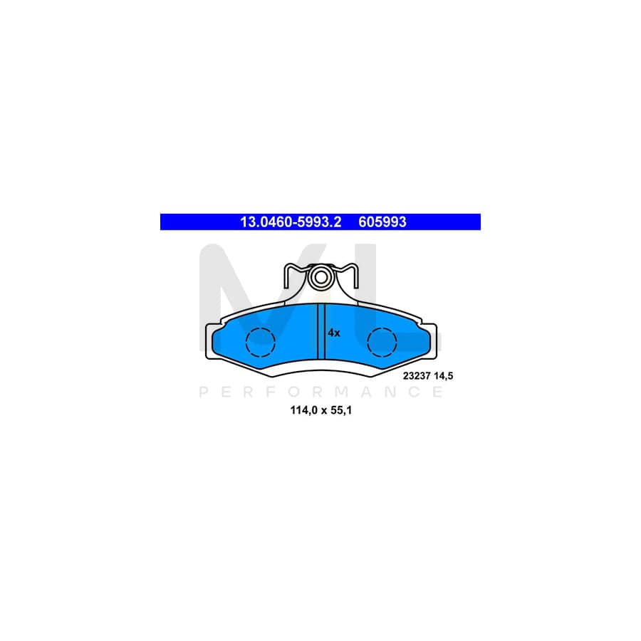 ATE 13.0460-5993.2 Brake pad set excl. wear warning contact, not prepared for wear indicator