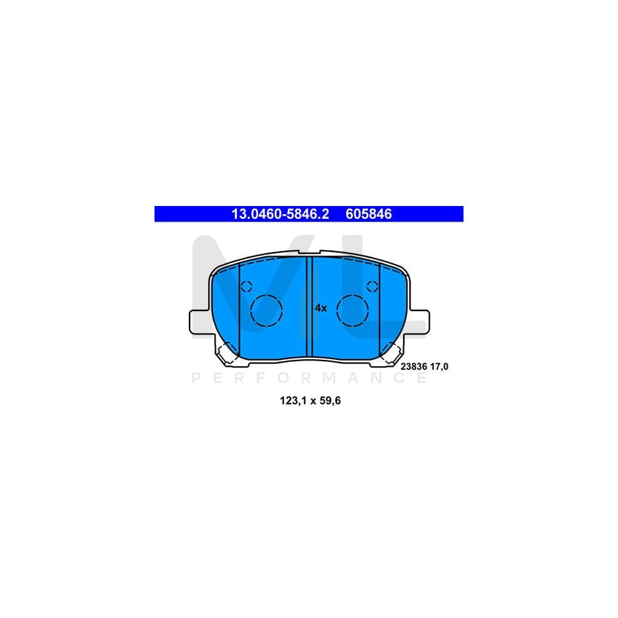 ATE 13.0460-5846.2 Brake pad set excl. wear warning contact