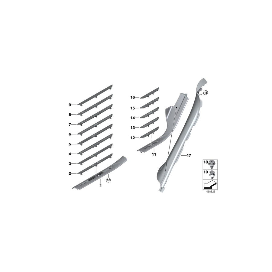 Genuine BMW 51477344224 F15 Cover, Entrance, Column C, Right ELFENBEINWEISS (Inc. X5) | ML Performance US Car Parts