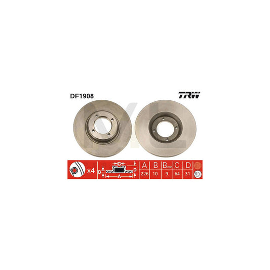 TRW DF1908 Brake Disc for TOYOTA STARLET Solid | ML Performance Car Parts