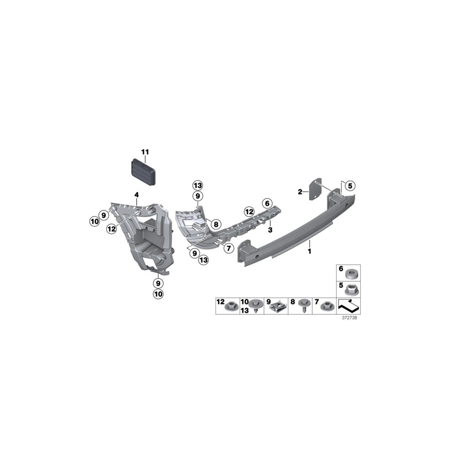 Genuine BMW 51127239883 F25 Mount For Bumper, Left Rear Center (Inc. X3) | ML Performance US Car Parts