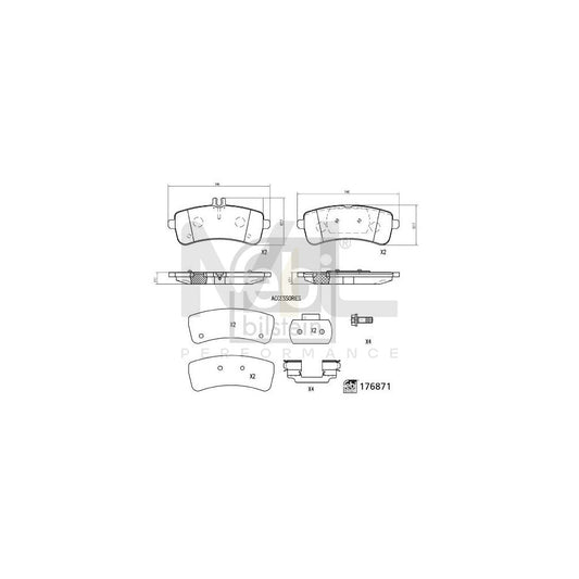 Febi Bilstein 176871 Brake Pad Set Rear Axle, Prepared For Wear Indicator, With Attachment Material