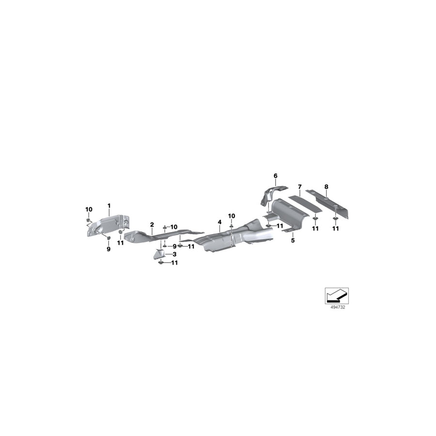 Genuine BMW 51487441913 G29 Heat Insulation, Rear Silencer, Left (Inc. Z4 30i, Z4 M40i & Z4 20i) | ML Performance US