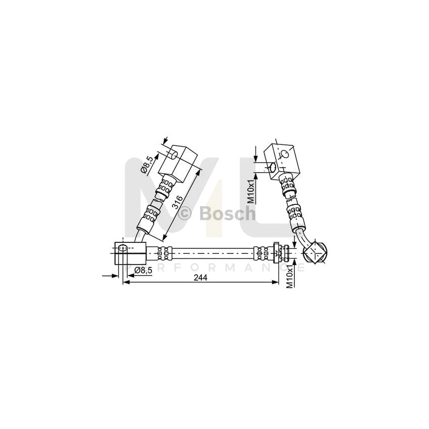 BOSCH 1 987 481 822 Brake Hose for NISSAN 350 Z 244mm | ML Performance Car Parts