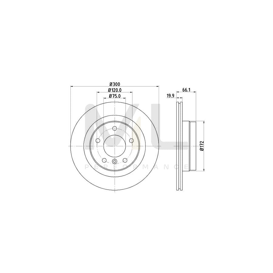HELLA PRO High Carbon 8DD 355 128-361 Brake Disc Internally Vented, Coated, High-carbon, without wheel hub, without wheel studs