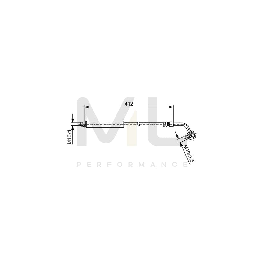 BOSCH 1 987 481 B23 Brake Hose 412mm, M10x1 | ML Performance Car Parts