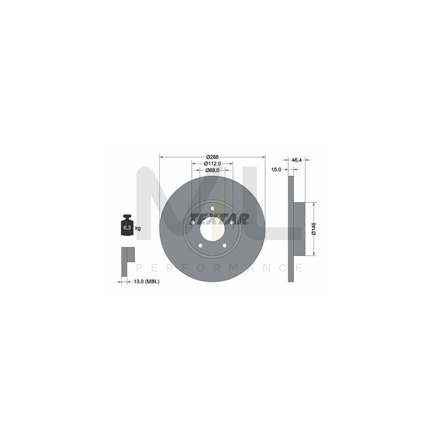 TEXTAR PRO 92057403 Brake Disc Solid, Coated, without wheel hub, without wheel studs | ML Performance Car Parts