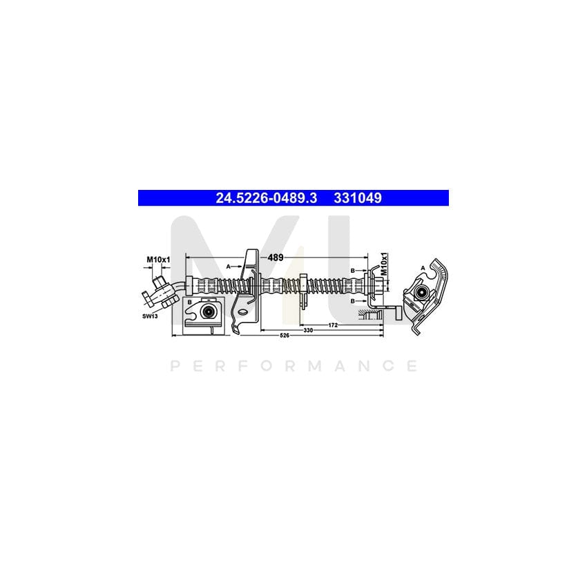 ATE 24.5226-0489.3 Brake Hose for LAND ROVER DISCOVERY 489mm, M10x1