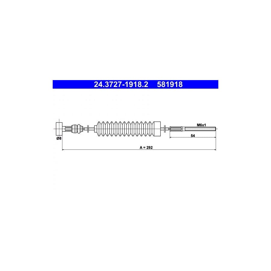 ATE 24.3727-1918.2 Hand Brake Cable for Toyota Corolla