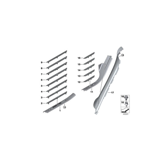 Genuine BMW 51477342574 F15 Cover Strip, Entrance Front Right ELFENBEINWEISS (Inc. X5) | ML Performance US Car Parts