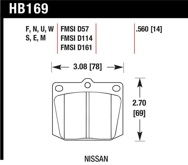 Hawk Performance Hawk Nissan 810/240Z/260Z/280Z/620 / Toyota Corona/Cressida/Crown/Pickup Blue 9012 Front Race Pads