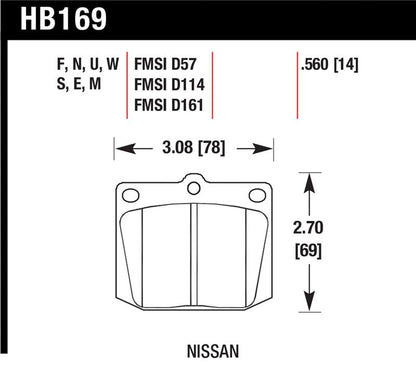 Hawk Performance Hawk Nissan 810/240Z/260Z/280Z/620 / Toyota Corona/Cressida/Crown/Pickup Blue 9012 Front Race Pads