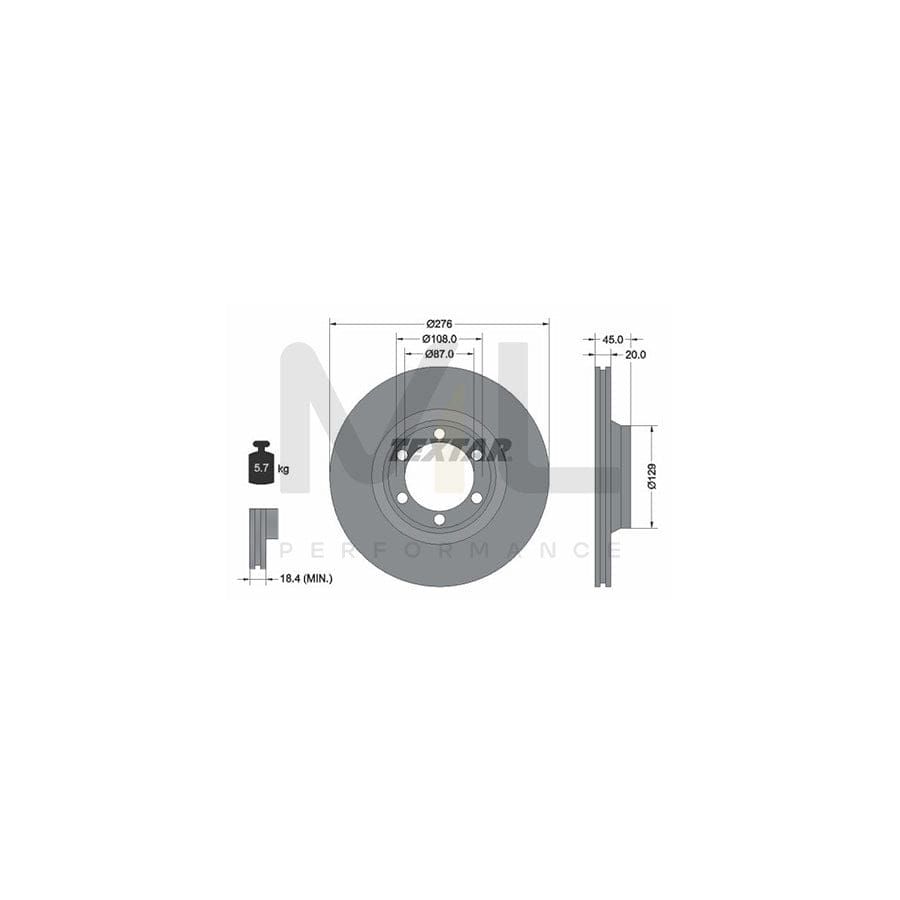 TEXTAR 92035000 Brake Disc for MITSUBISHI PAJERO / SHOGUN Internally Vented, without wheel hub, without wheel studs | ML Performance Car Parts