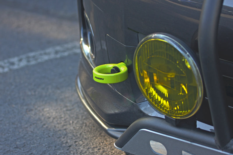 Perrin Performance PERRIN 08-14 Subaru WRX & STI / 08-11 Impreza / 05-09 Legacy Tow Hook Kit (Front) - Neon Yellow