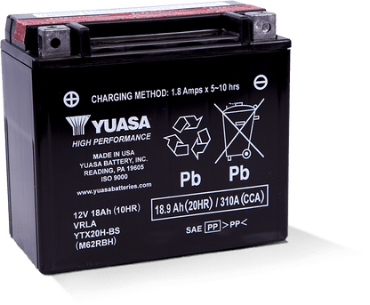 Yuasa Battery Yuasa YTX20H-BS High Performance AGM 12-Volt Battery w/Bottle
