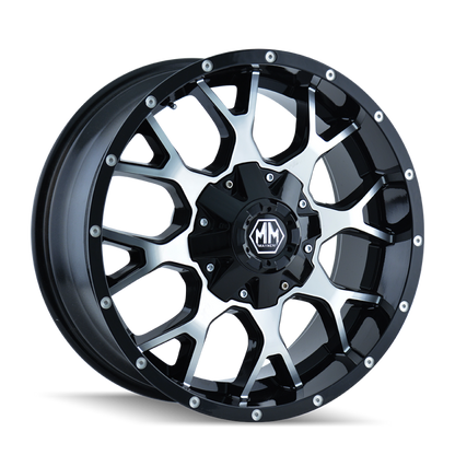 Mayhem 8015 Warrior 20x9 / 8x165.1 BP / 18mm Offset / 124.1mm Hub Gloss Black Milled Wheel