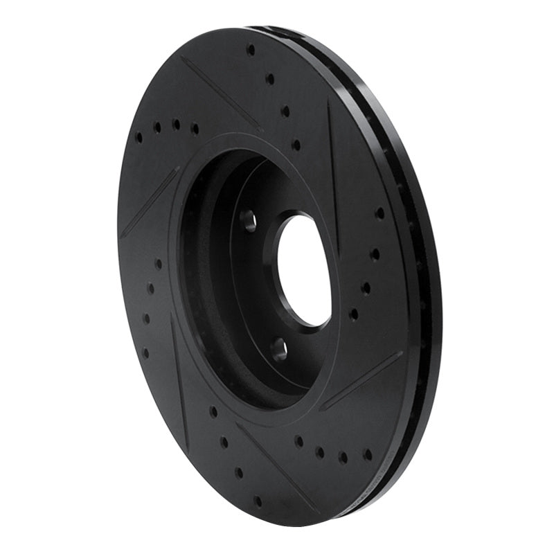 R1 Concepts R1 14-23 Ford Fiesta (USA/Canada) Front Left Drilled & Slotted Black Brake Rotor