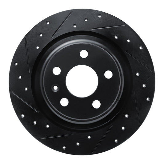 R1 Concepts R1 18-25 Volvo S60 Rear Left Drilled & Slotted Black Brake Rotor