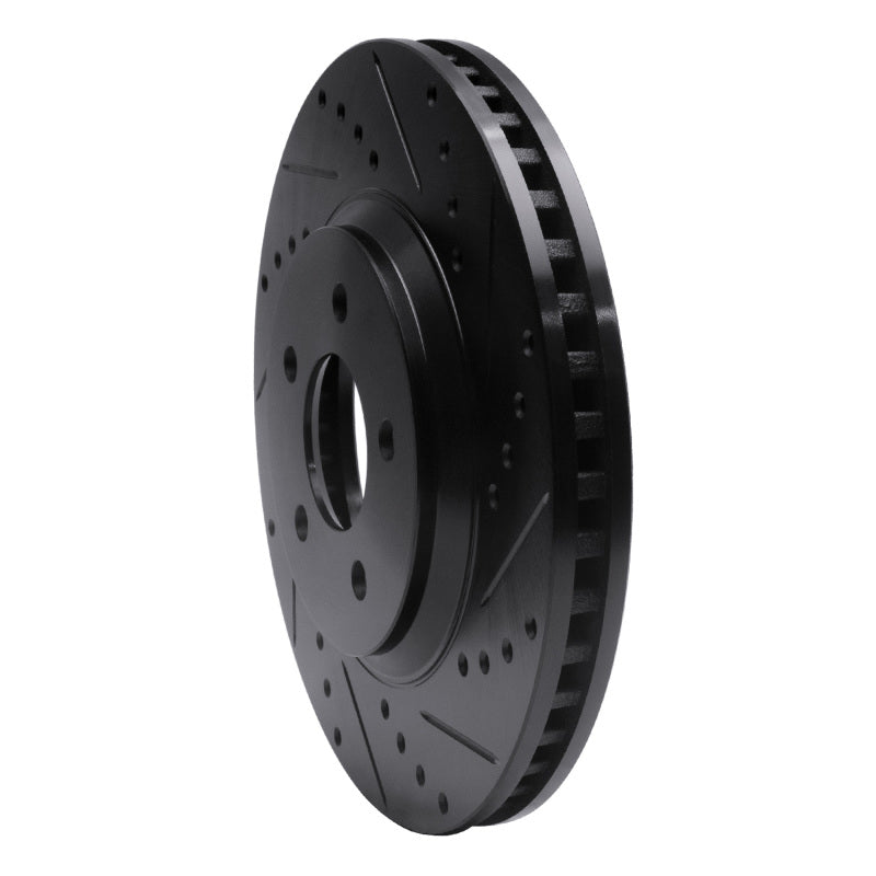 R1 Concepts R1 05-14 Ford Mustang Front Right Drilled & Slotted Black Brake Rotor
