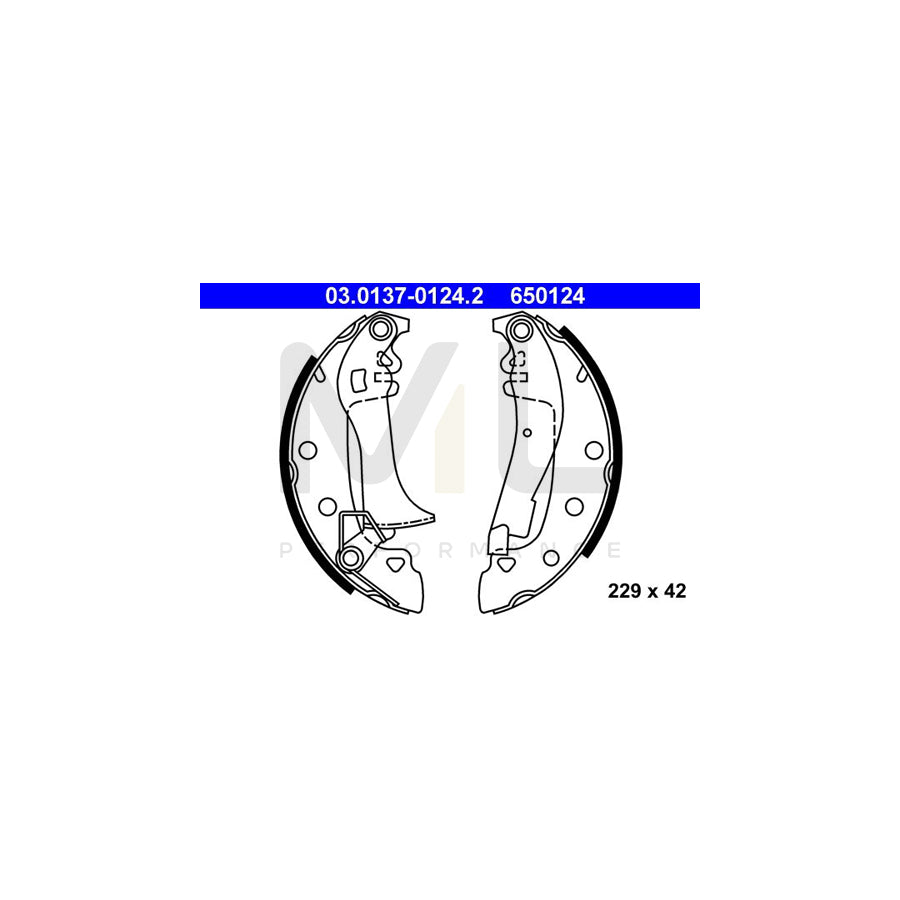 ATE 03.0137-0124.2 Brake Shoe Set with lever