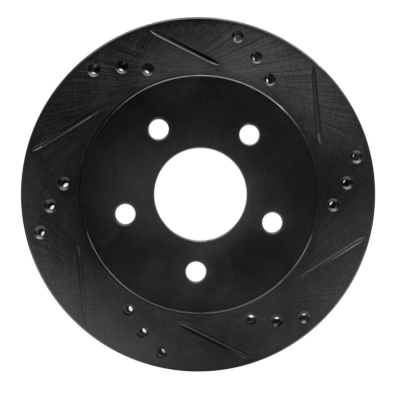 R1 Concepts R1 90-92 Ford Taurus SHO Rear Right Drilled & Slotted Black Brake Rotor