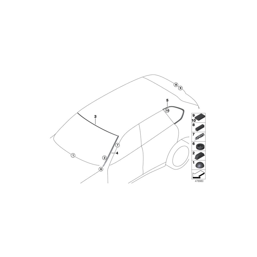 Genuine BMW 51377289724 F15 Finisher, Side Window, Rear Right ALU-SATINIERT (Inc. X5) | ML Performance US Car Parts