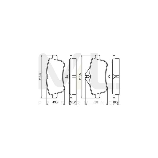 Bosch 0986495403 Brake Pad Set With Anti-Squeak Plate BP1776 | ML Performance Car Parts
