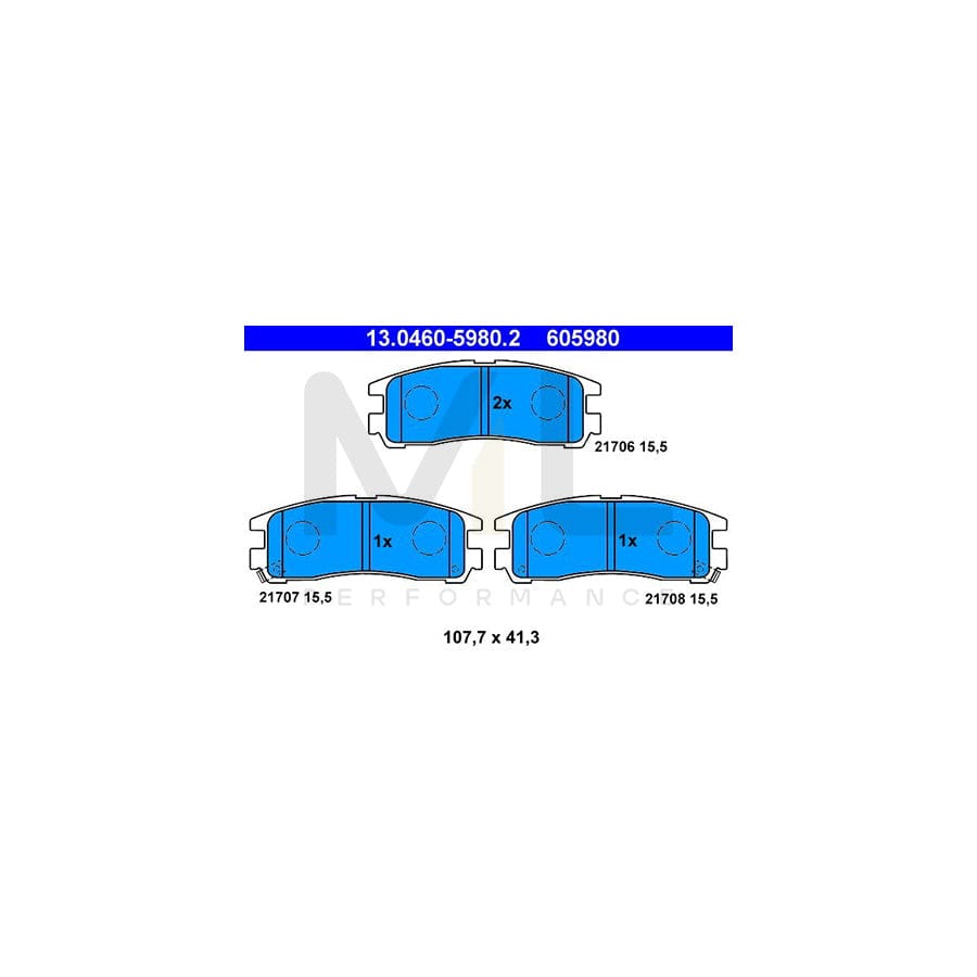 ATE 13.0460-5980.2 Brake pad set with acoustic wear warning