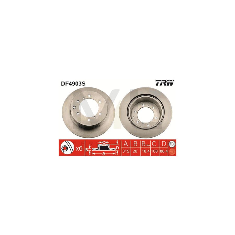 TRW DF4903S Brake Disc for HYUNDAI TERRACAN Vented, Painted | ML Performance Car Parts
