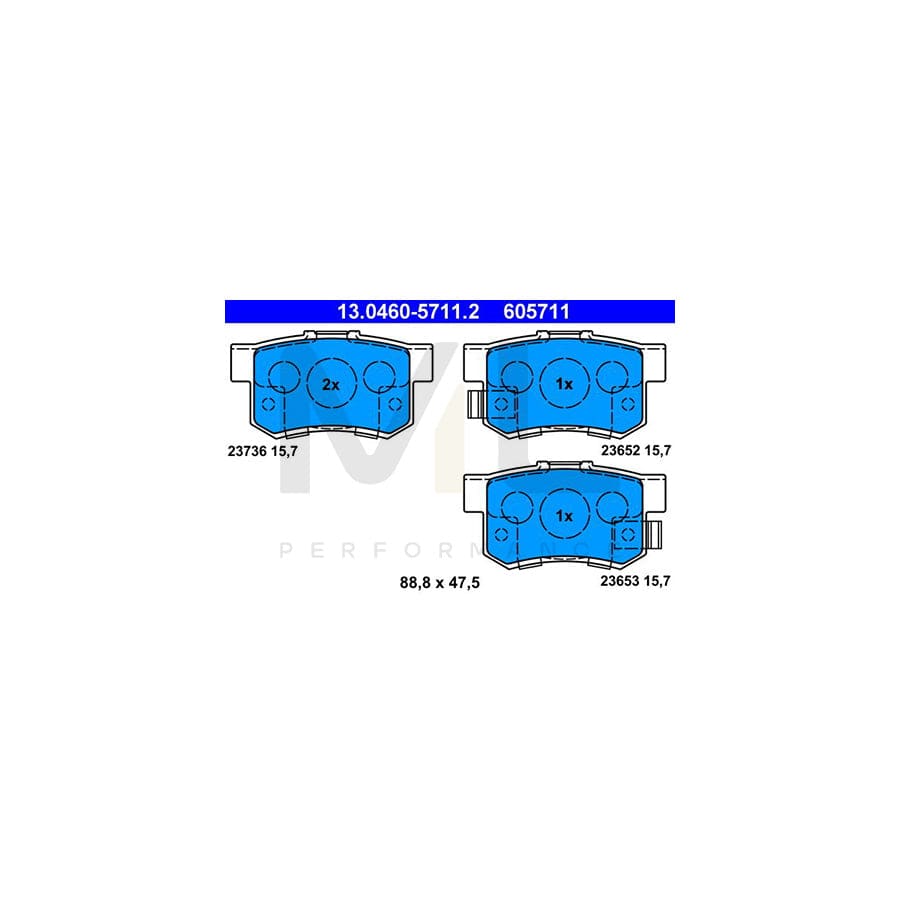ATE 13.0460-5711.2 Brake pad set with acoustic wear warning