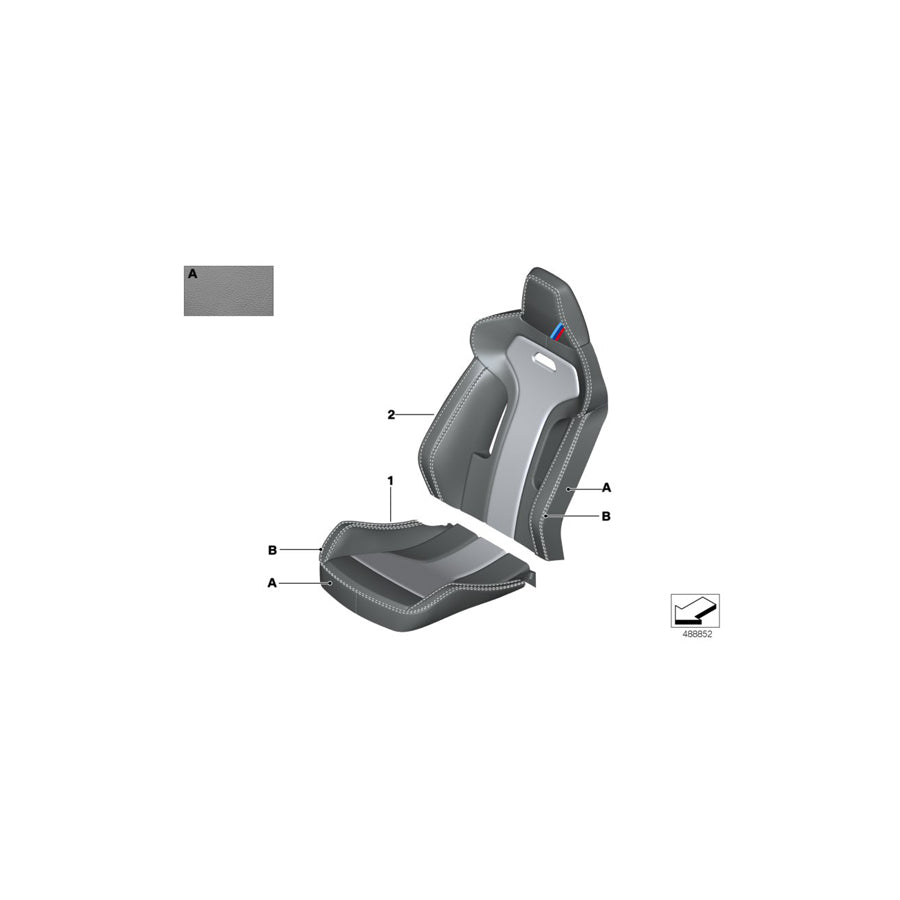 Genuine BMW 52107993105 F80 Leather Cover Sport Backrest Left INDIVIDUAL (Inc. M3) | ML Performance US Car Parts
