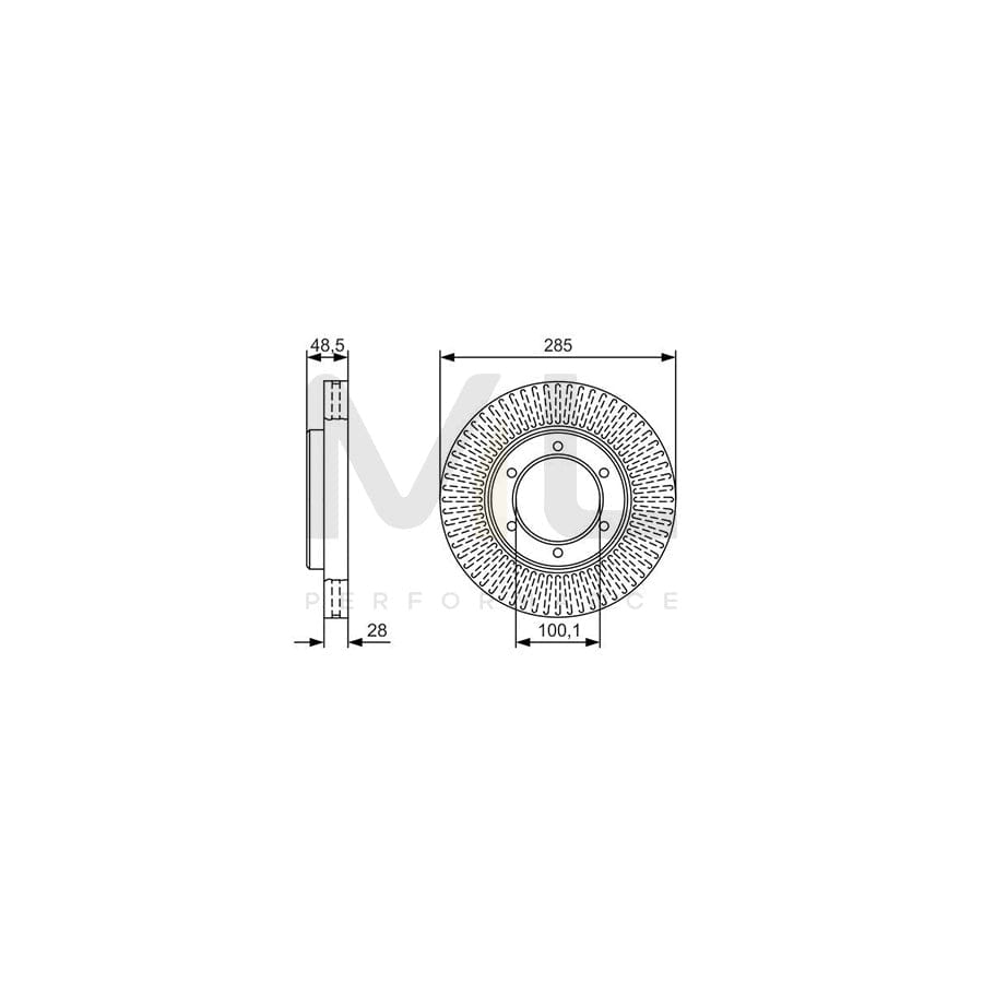 BOSCH 0 986 479 T45 Brake Disc for TOYOTA HIACE Vented, Oiled | ML Performance Car Parts